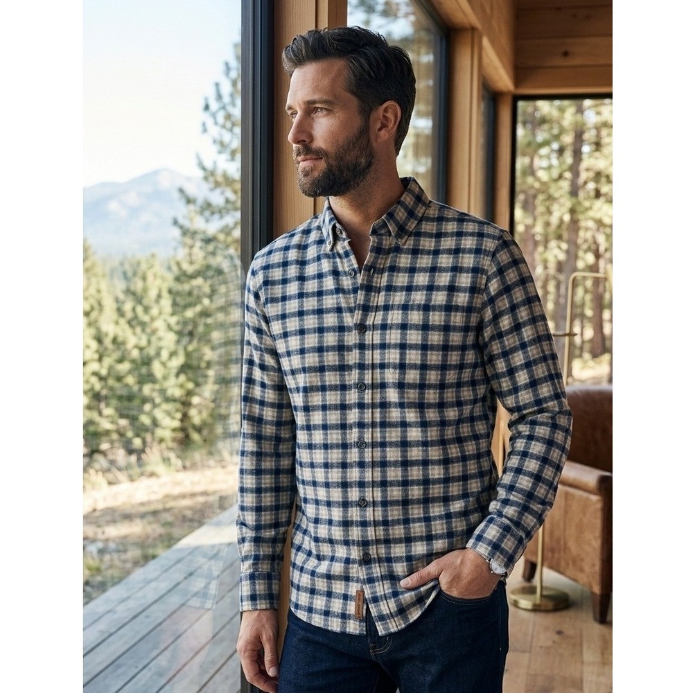 Lands' End Men's Traditional Fit Flannel Plaid Shirt Button Down Size M 38-40